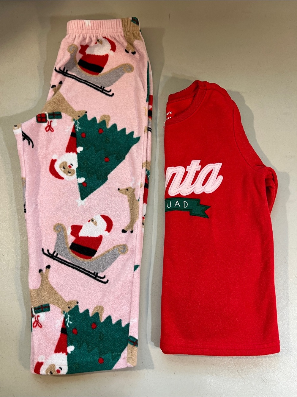 Carter's Pink and Red Holiday Fleece Pajama Bottoms